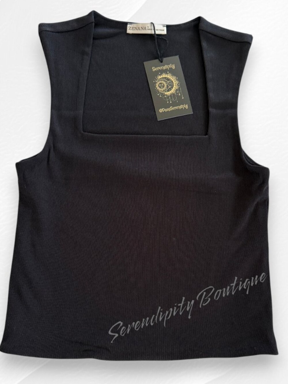 Fancy Dressy Stretchy Double Layered Ribbed Slightly Cropped Yoga Tank Top - Picture 4 of 8